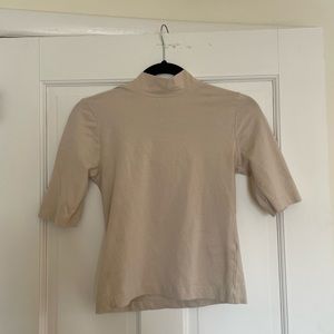 Zara Taupe Mock Neck T-Shirt